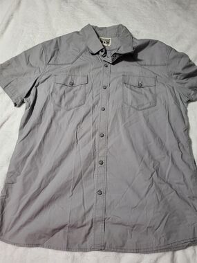 Converse One Star  Men's Xl Short-Sleeve Button-Down Shirt in Gray